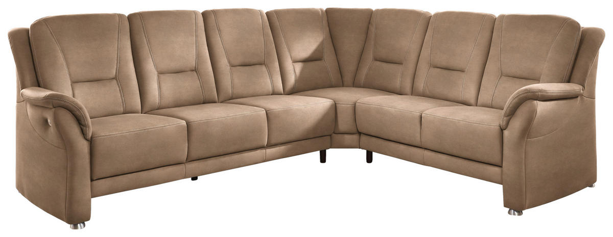 ECKSOFA in Mikrofaser Beige  - Beige/Alufarben, Konventionell, Textil/Metall (275/223cm) - Beldomo Comfort