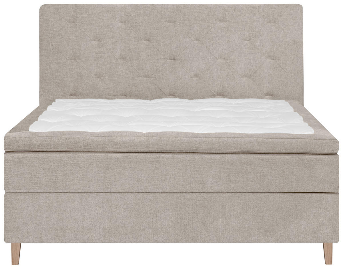 BOXSPRINGBETT 180/200 cm  in Beige  - Eichefarben/Beige, KONVENTIONELL, Holz/Textil (180/200cm) - Welnova
