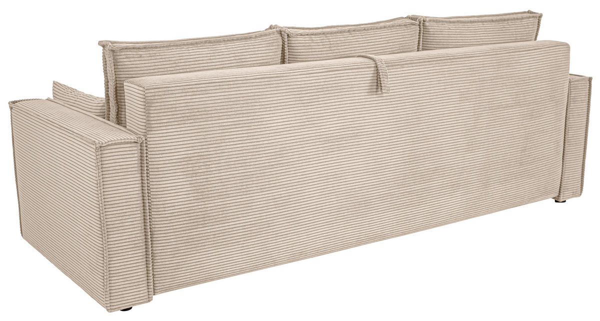 SCHLAFSOFA  mit Rücken echt, Armteil links, Armteil rechts Cord Beige  - Beige/Schwarz, Design, Textil (232/85/92cm) - Xora