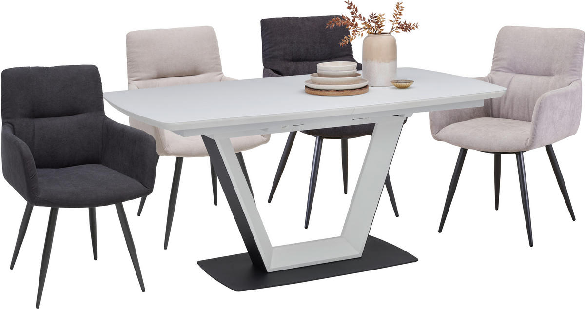 ÉTKEZŐASZTAL - fekete/fehér, Design, faalapú anyag/Üveg (160-210/90/76cm) - Novel