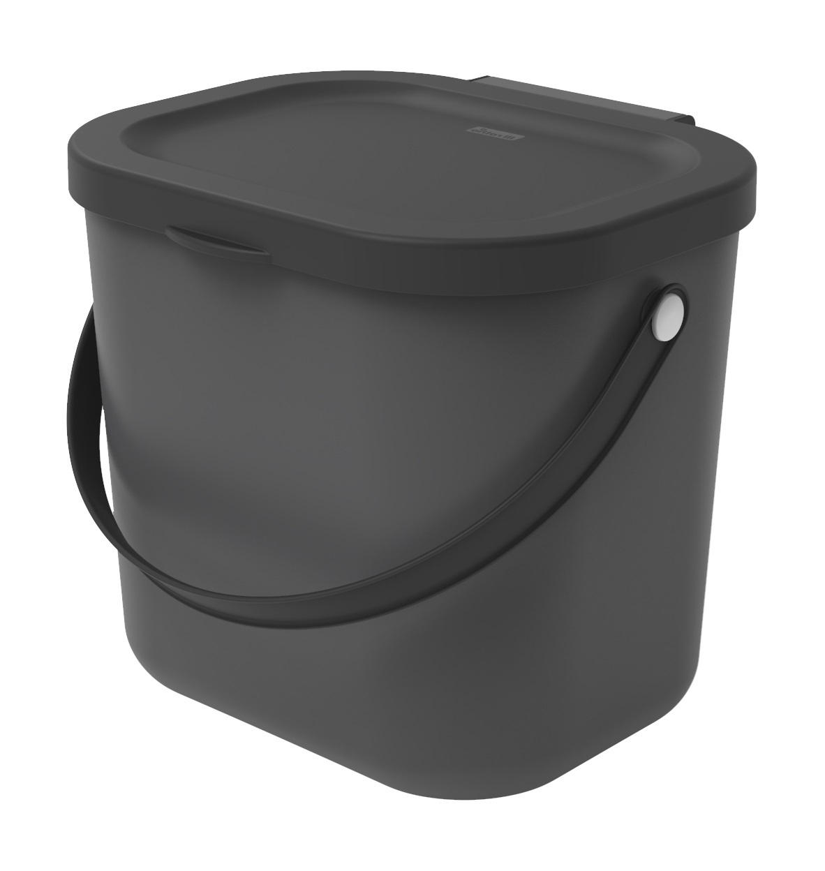 ABFALLSAMMLER ALBULA 6 L - Anthrazit, Basics, Kunststoff (23,5/20/20,8cm) - Rotho