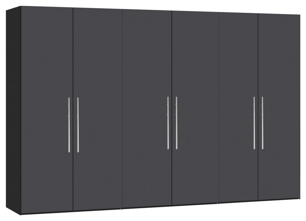 DREHTÜRENSCHRANK 303/215/59 cm 6-türig Anthrazit, Schwarz  - Edelstahlfarben/Anthrazit, Design, Holzwerkstoff (303/215/59cm) - Boxxx
