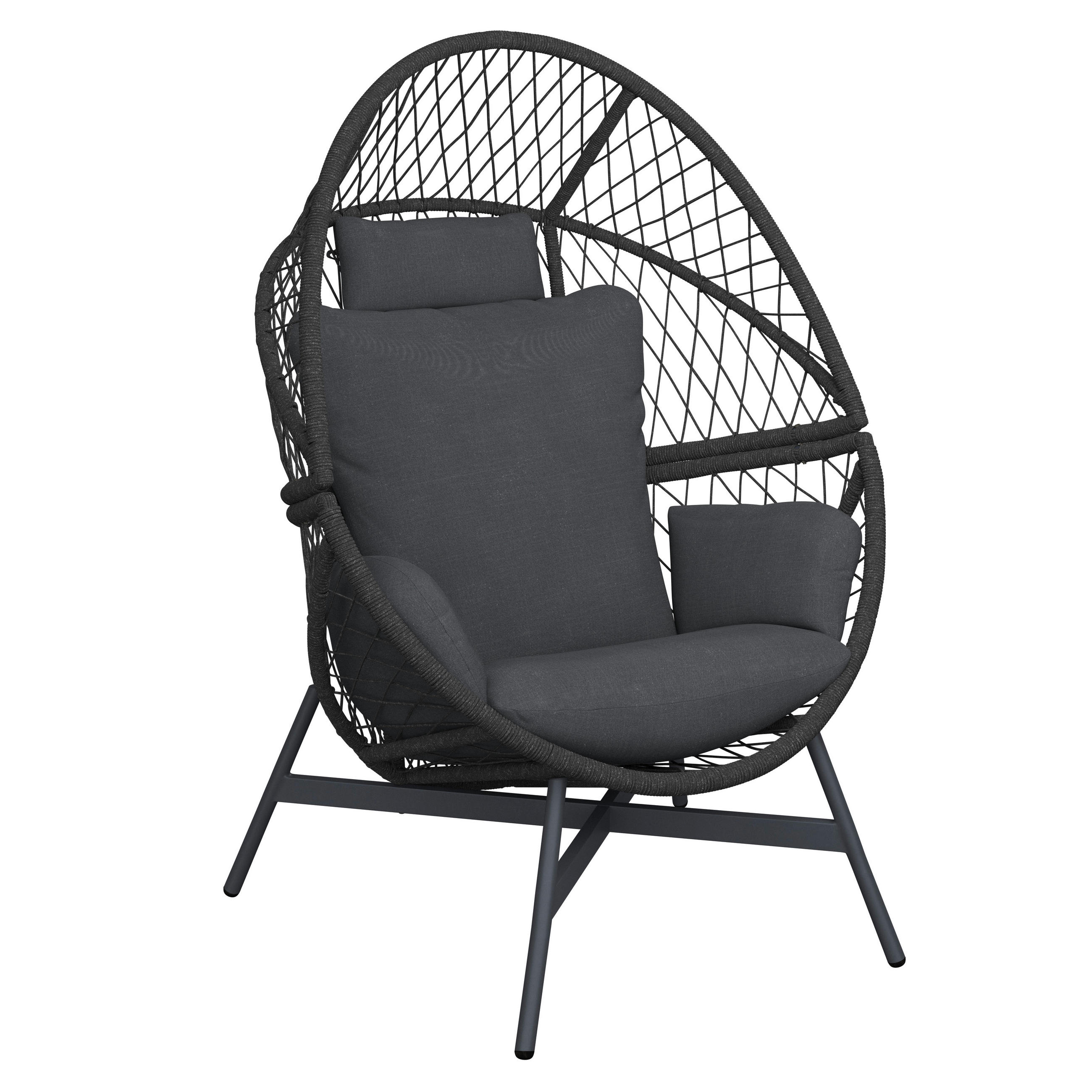 Fotoliu Terasă  - gri închis/negru, Design, metal/textil (100/99/139,5cm) - Ambia Garden