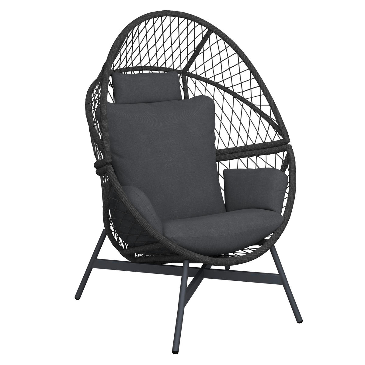 Fotoliu Terasă  - gri închis/negru, Design, metal/textil (100/99/139,5cm) - Ambia Garden