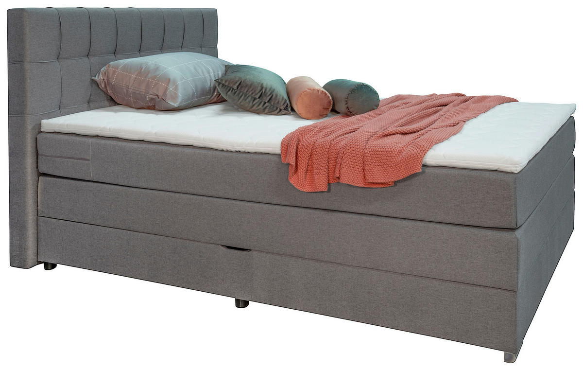 BOXSPRING KREVET 140/200 cm     siva  - siva, Moderno, tekstil/drvo (140/200cm) - Hom`in