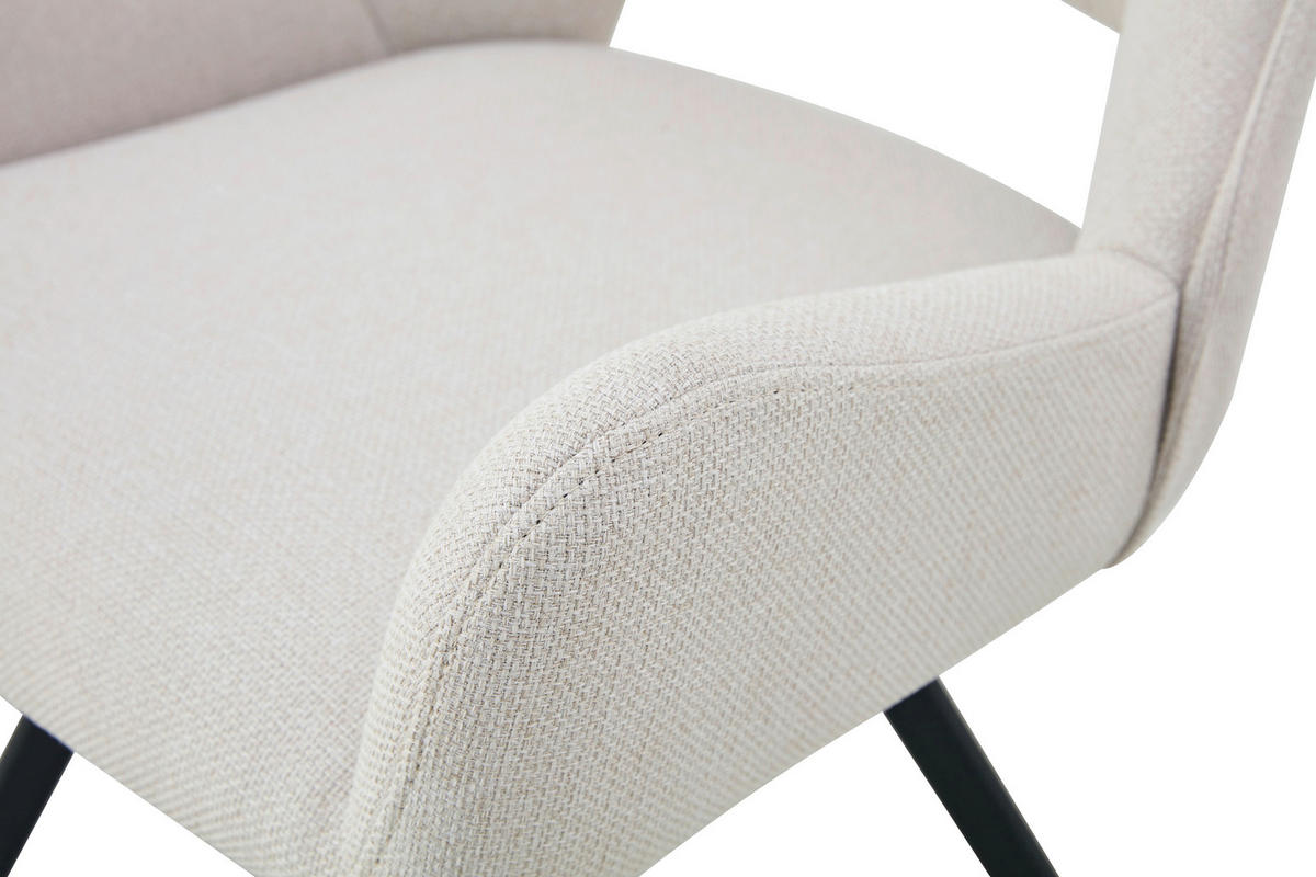 STUHL-SET 2 Stück  in Webstoff  - Creme/Schwarz, MODERN, Textil/Metall (56/91/63cm) - MID.YOU