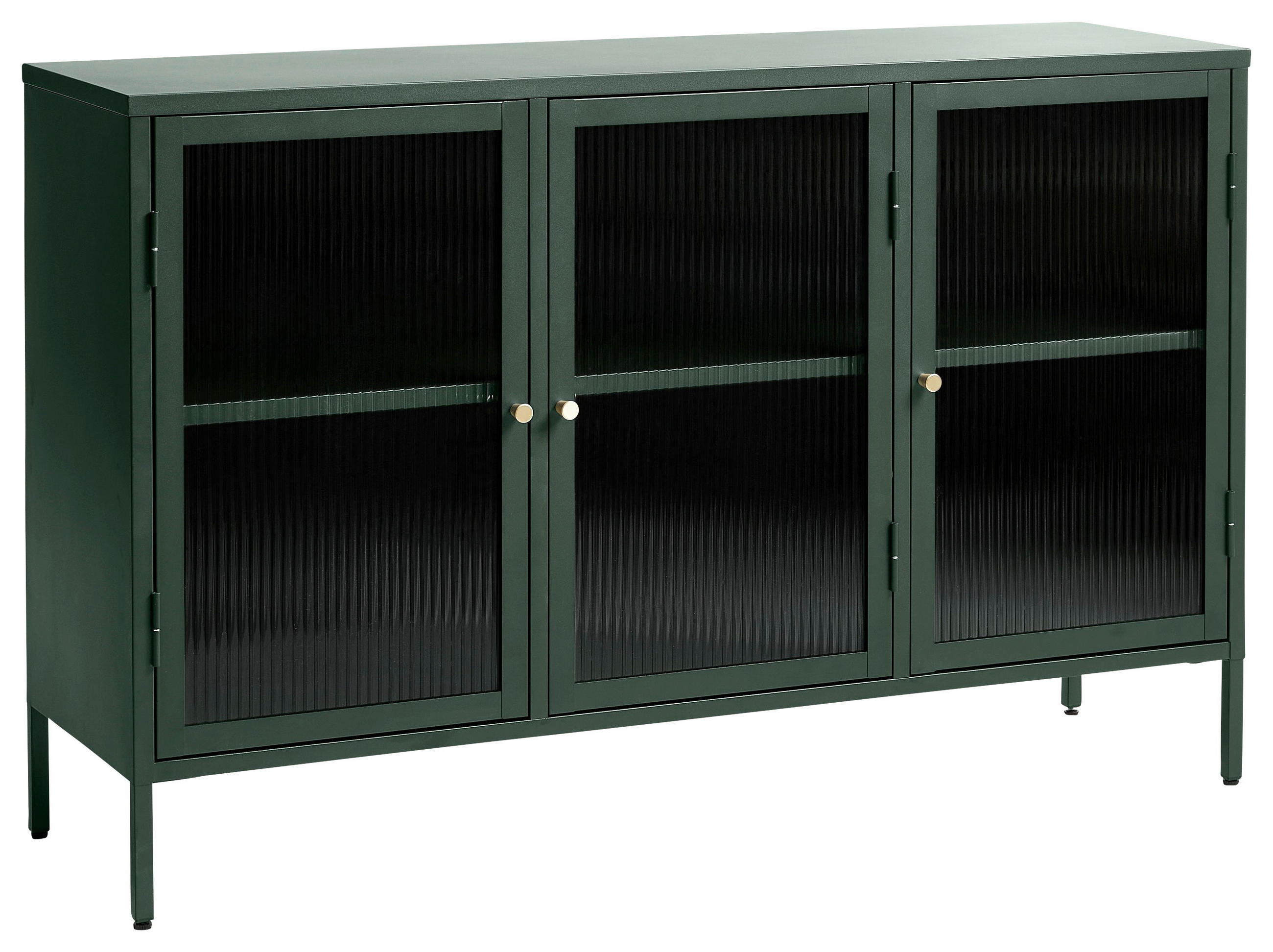 Lomoco Sideboard Bronco Glass Sideboard 3 Section Grün, Gold 132x85x40 cm