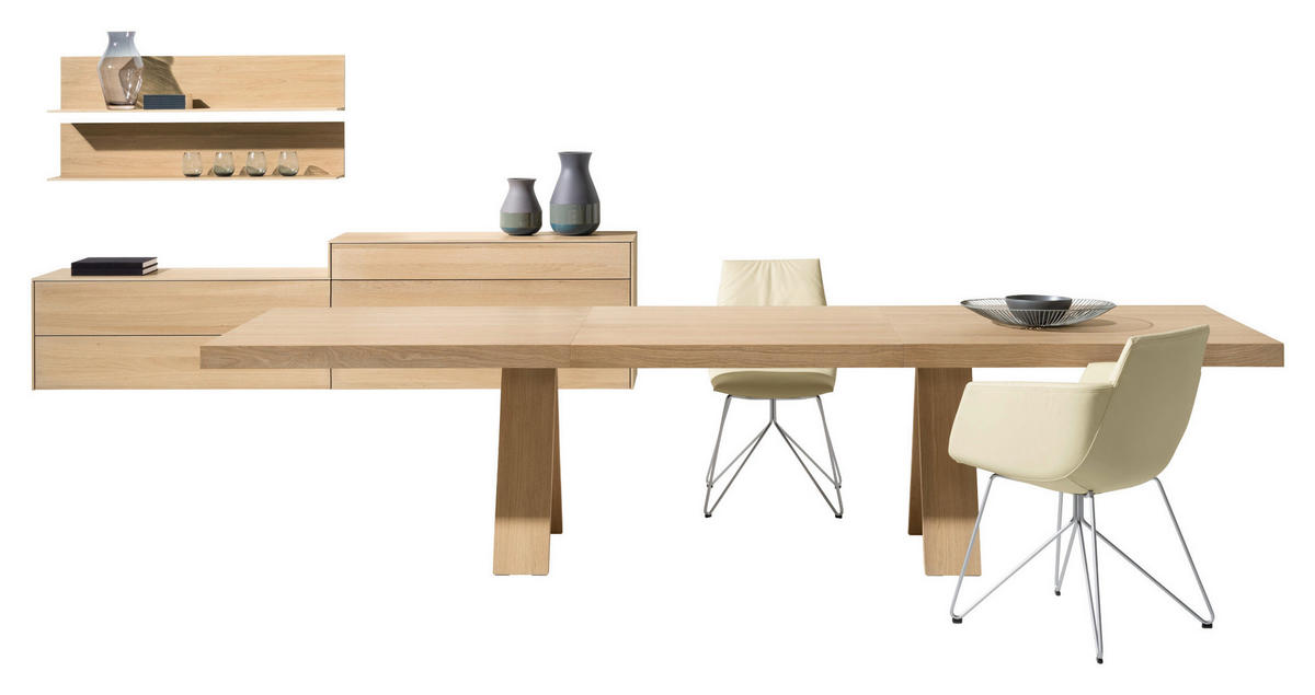 ESSTISCH in Holz 250-350/100/75 cm  - Eiche Bianco, Natur, Holz (250-350/100/75cm) - TEAM 7