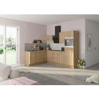 ECKKÜCHE 200/270 cm  in Eichefarben  - Edelstahlfarben/Eichefarben, Basics, Holzwerkstoff/Metall (200/270cm) - Optifit