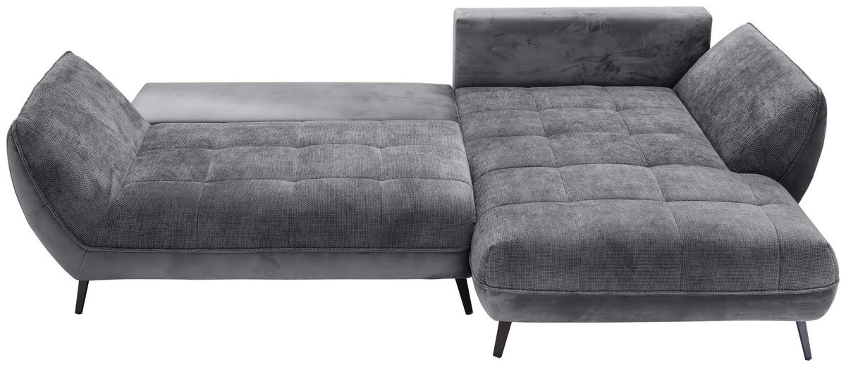 ECKSOFA in Struktur Graphitfarben, Grau  - Graphitfarben/Schwarz, Design, Textil/Metall (282/187cm) - Livetastic