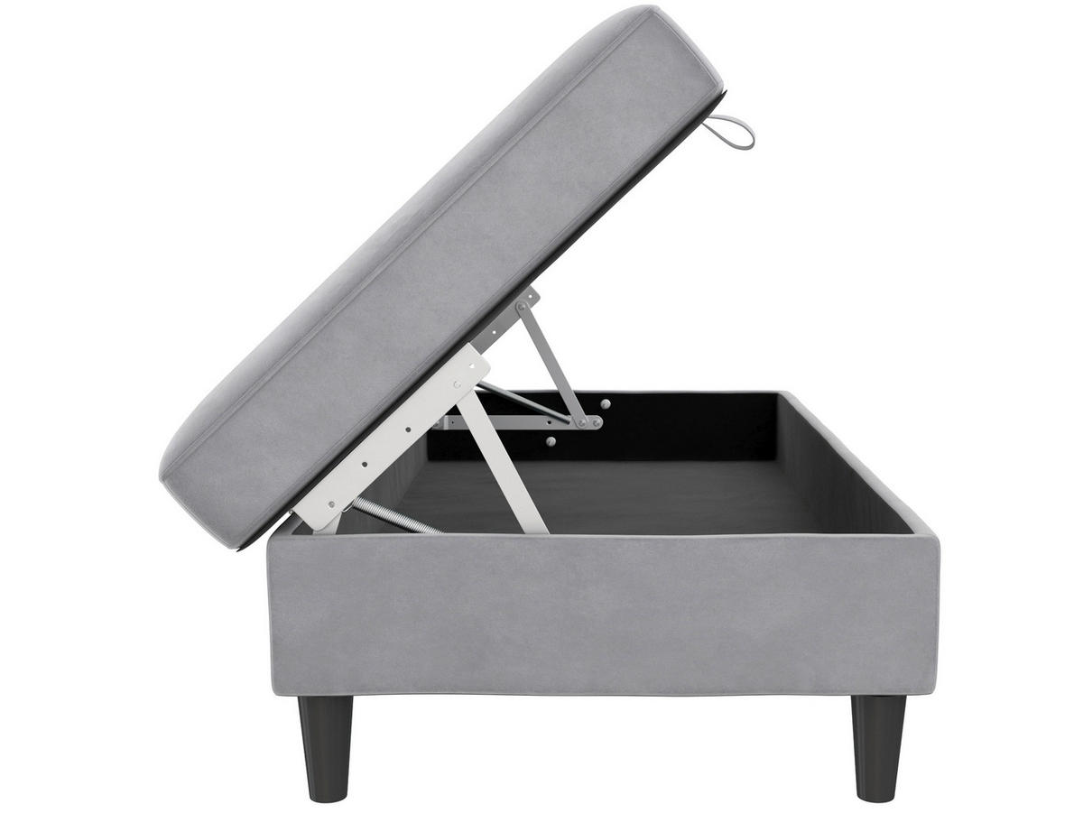 HOCKER in Textil Grau  - Schwarz/Grau, Basics, Kunststoff/Textil (130/43/69cm) - Livetastic