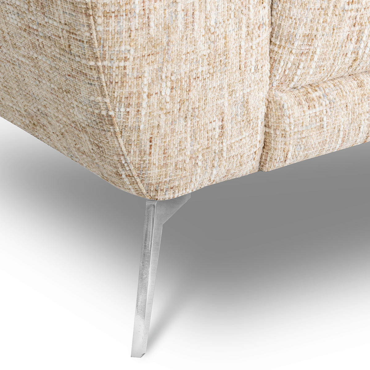 ECKSOFA  Webstoff Beige  - Chromfarben/Beige, Design, Textil/Metall (273/250cm) - Livetastic