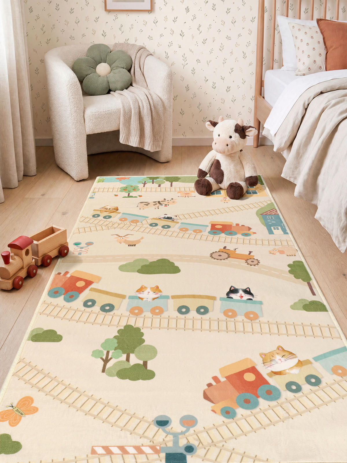 KINDERTEPPICH Living Verovia 80/150 cm  in Creme, Koralle, Salbeigrün  - Koralle/Salbeigrün, Trend, Kunststoff/Textil (80/150cm) - Lindorug