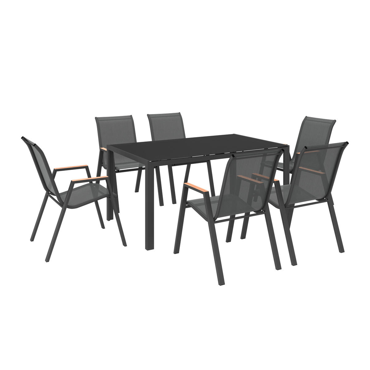 VRTNI SET   metal, staklo, tekstil  crna    - crna, Moderno, staklo/metal (54,5/150/91/72/74/85cm) - Luca Bessoni