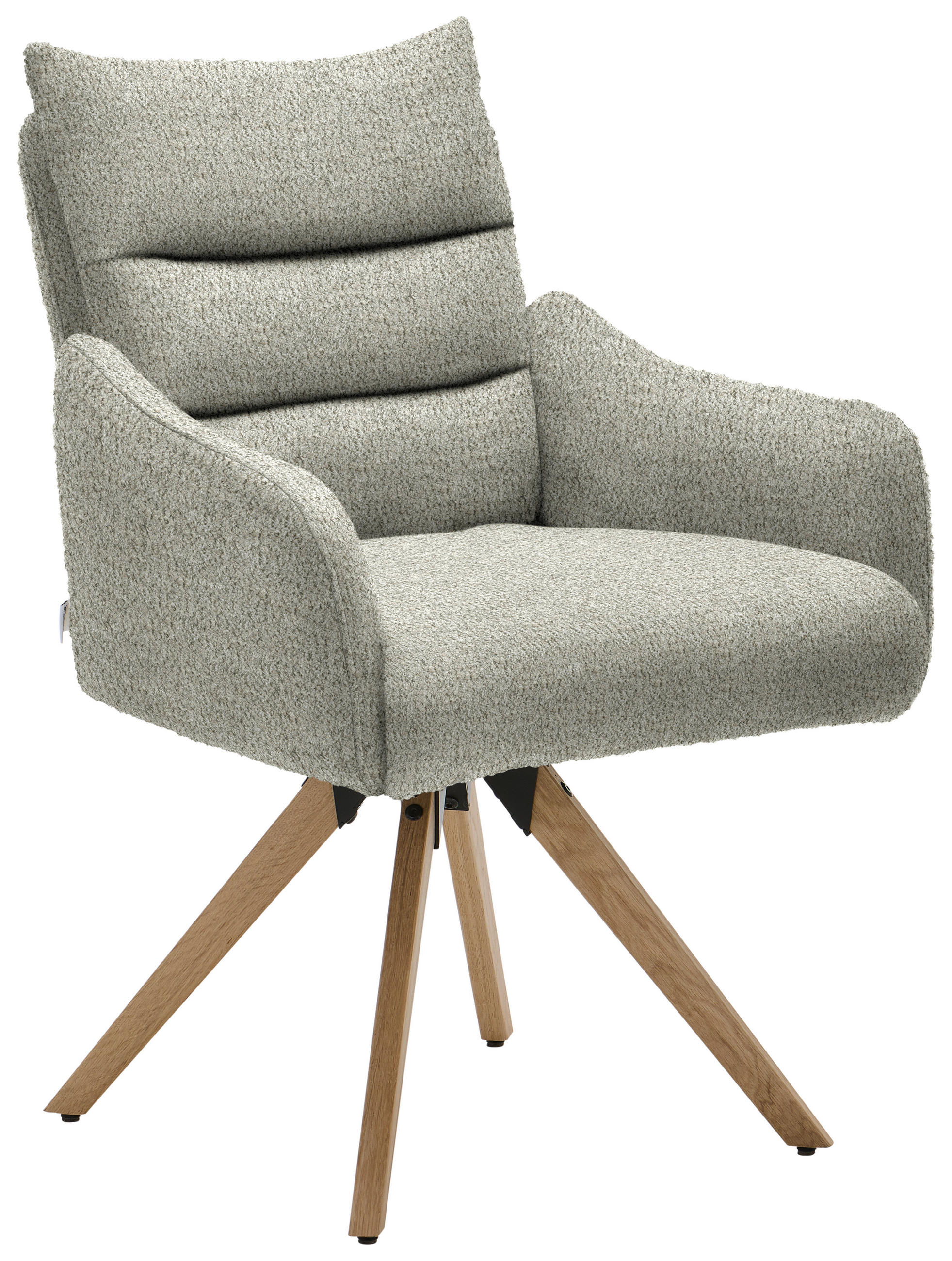 ARMLEHNSTUHL  Beinauswahl, Lederauswahl, Stoffauswahl, Gestellauswahl, Sitzfläche 180° drehbar, automatische Rückholfunktion Chenille  Taupe  - Taupe/Eichefarben, Design, Holz/Textil (62/86/68cm) - Welnova
