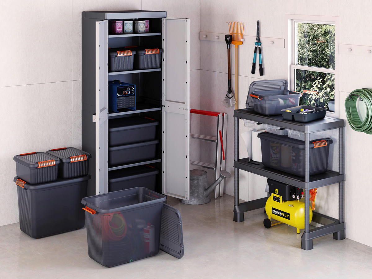 AUFBEWAHRUNGSBOX 39/28/59 cm     - Orange/Grau, KONVENTIONELL, Kunststoff (39/28/59cm) - Keter