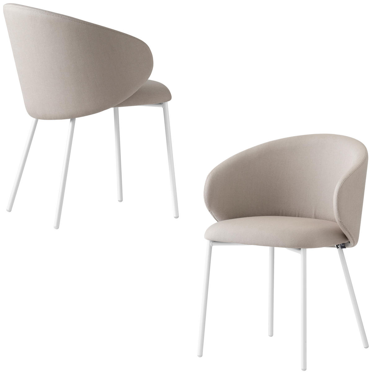 GARTENSTUHL-SET Edelstahl Weiß, Sandfarben  - Sandfarben/Weiß, Basics, Textil/Metall (55/76/56cm) - Connubia 