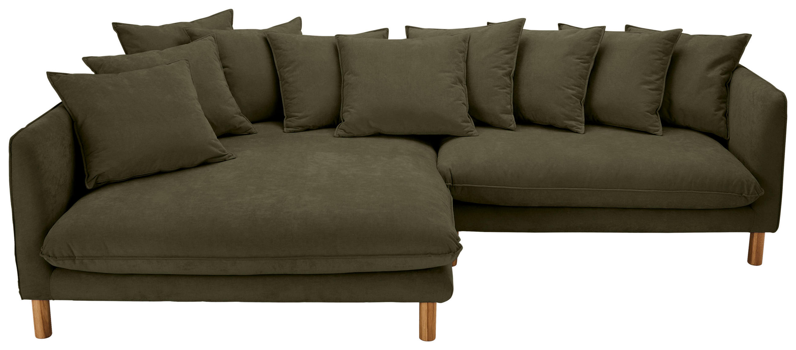ECKSOFA Dunkelgrün Chenille  - Dunkelgrün/Buchefarben, KONVENTIONELL, Holz/Textil (162/276cm) - Carryhome