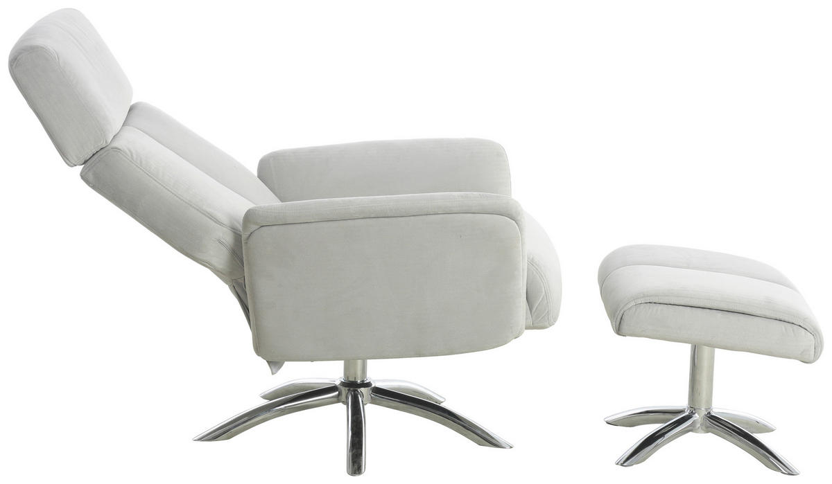 RELAXSESSELSET Samt Hocker    - Chromfarben/Grau, MODERN, Textil/Metall (72/103.5/88cm) - P & B