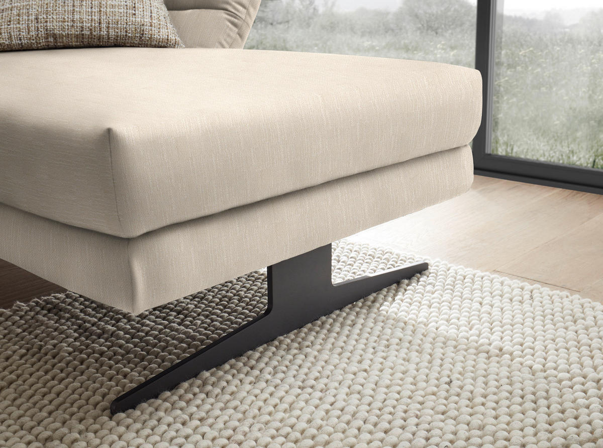 ECKSOFA in Flachgewebe Magnolie  - Magnolie/Schwarz, Design, Textil/Metall (279-327/176-217cm) - Dieter Knoll