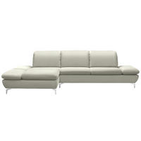 ECKSOFA in Echtleder Weiss  - Weiss/Silberfarben, Design, Leder/Metall (200/315cm) - Chilliano