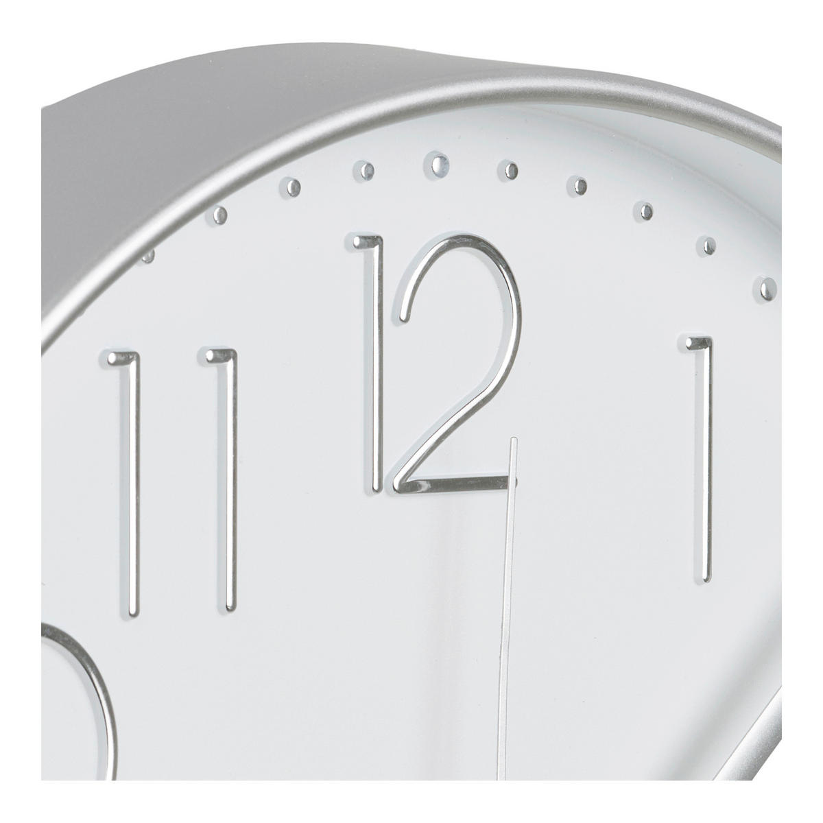 WANDUHR Lalibela Wall clock Silberfarben, Weiß 30/30/4,5 cm  - Silberfarben/Weiß, Basics, Glas/Kunststoff (30/30/4,5cm)