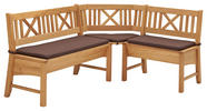 ECKBANKGRUPPE beflockt Wildeiche vollmassiv Dunkelbraun, Wildeiche  - Wildeiche/Dunkelbraun, ROMANTIK / LANDHAUS, Holz/Textil (179/137cm) - Venda