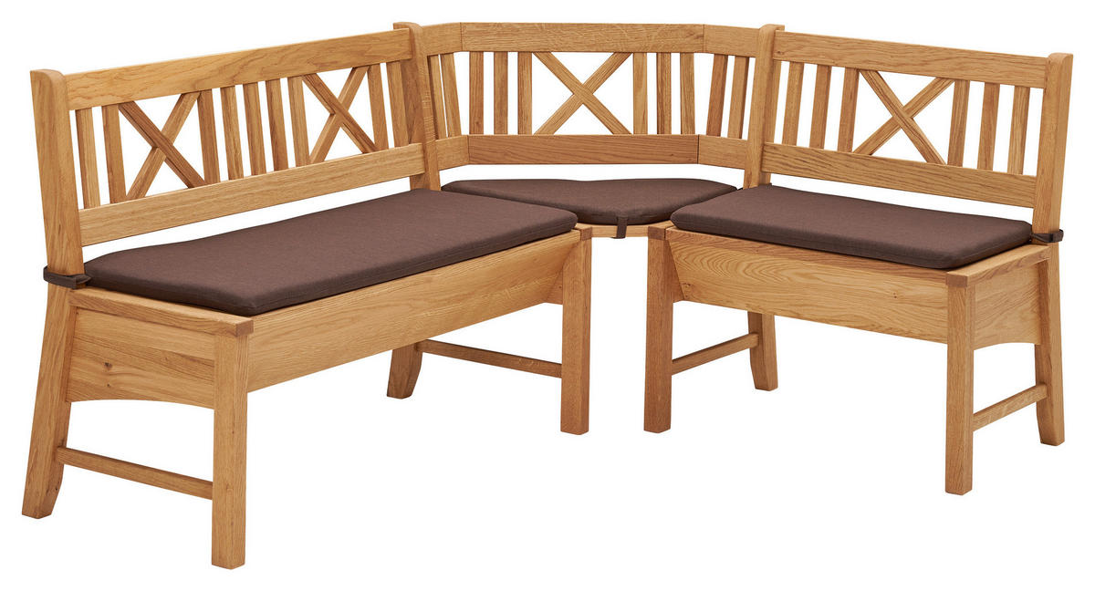ECKBANKGRUPPE in Holz, Textil Dunkelbraun, Wildeiche  - Wildeiche/Dunkelbraun, Romantik / Landhaus, Holz/Textil (179/137cm) - Venda