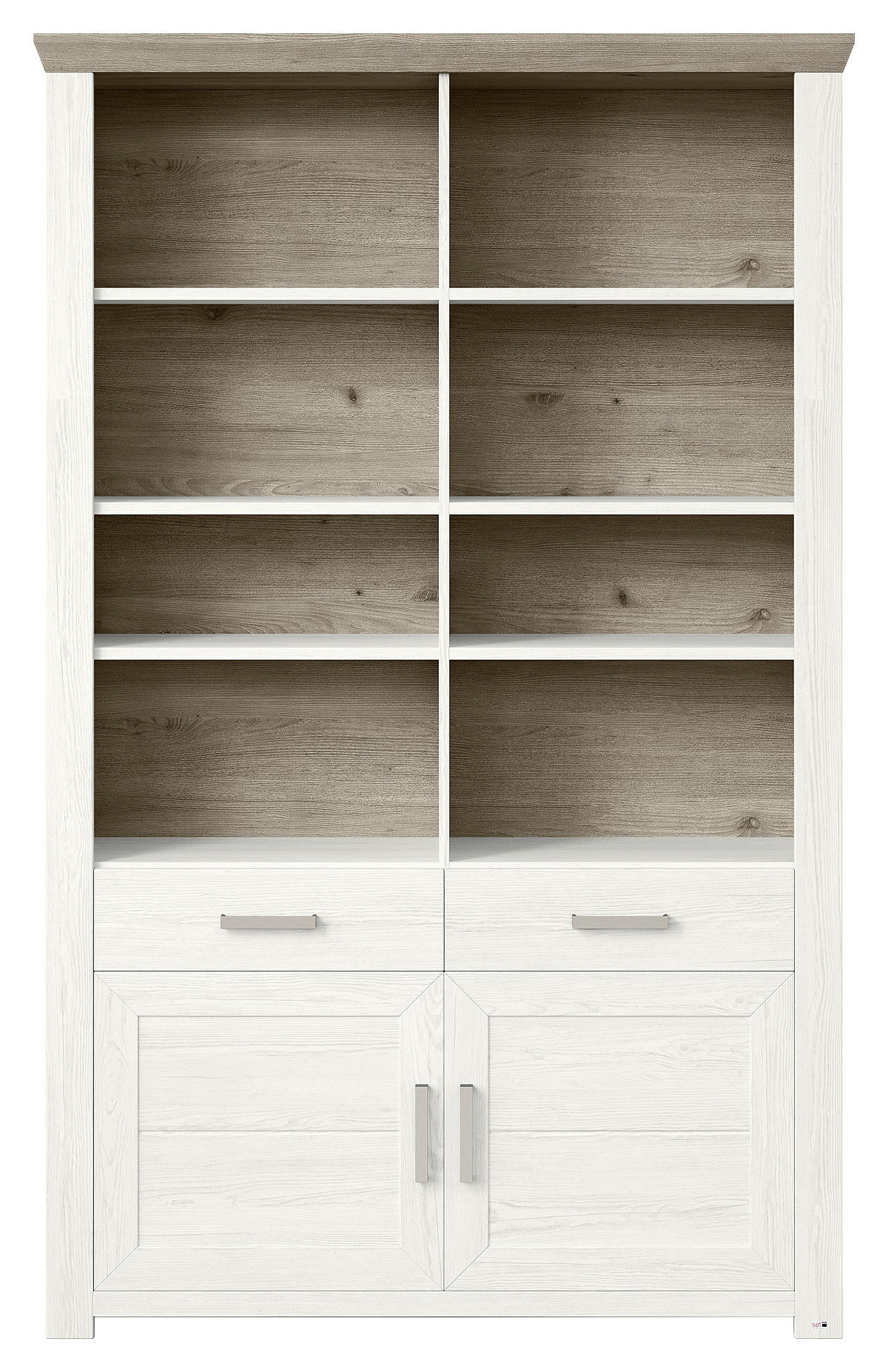 REGALKOMBINATION - Eichefarben/Weiß, Design, Holzwerkstoff/Metall (129,3/206,6/42,2cm) - SetOne by Musterring