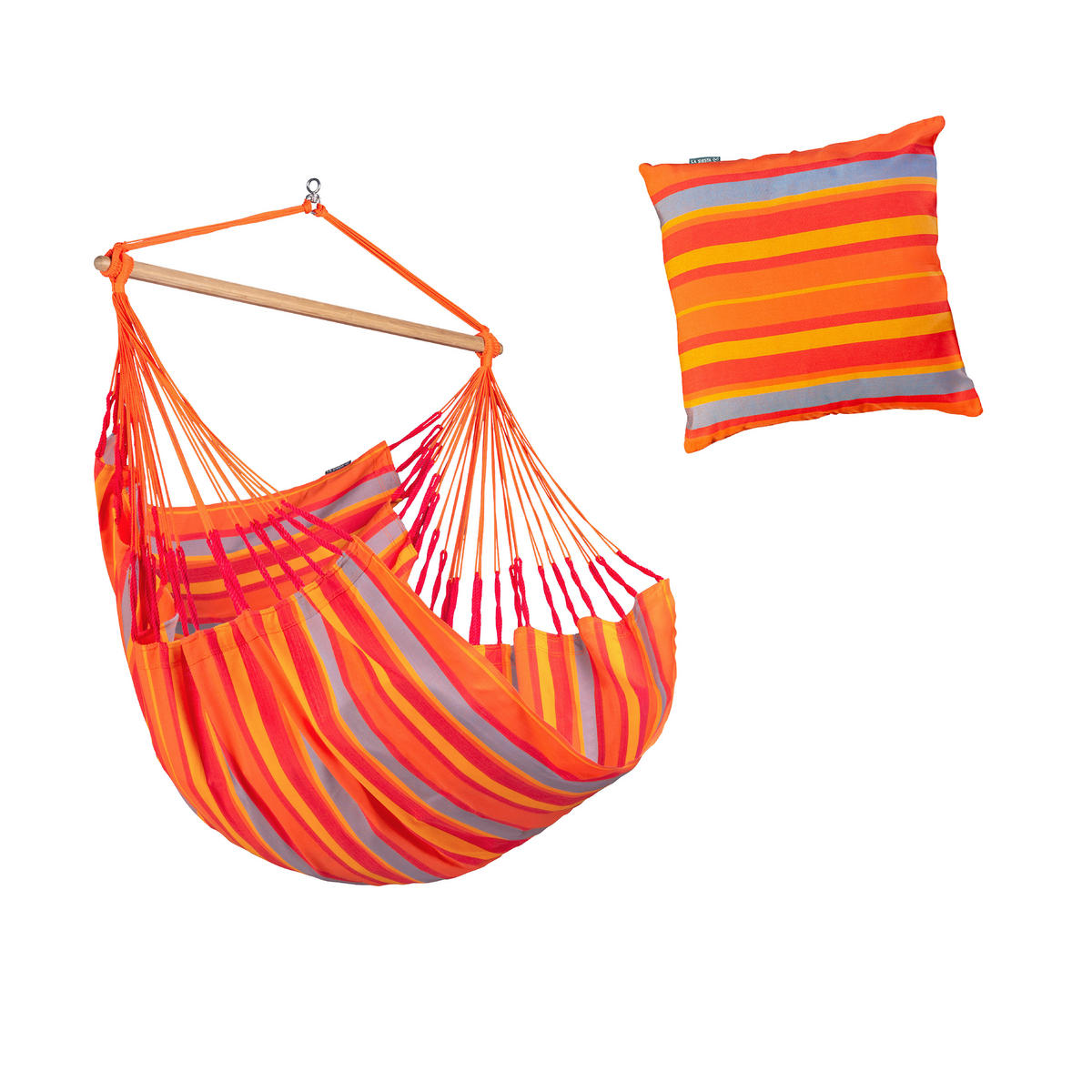 HÄNGESESSEL comfort outdoor 110/160/180 cm  - Gelb/Rot, LIFESTYLE, Holz/Textil (110/160/180cm) - La Siesta