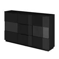 HIGHBOARD Tuluza 180/109,2/40,5 cm 3 Schublade(n)  - Schwarz Hochglanz/Schwarz, Design, Glas/Holzwerkstoff (180/109,2/40,5cm) - MID.YOU