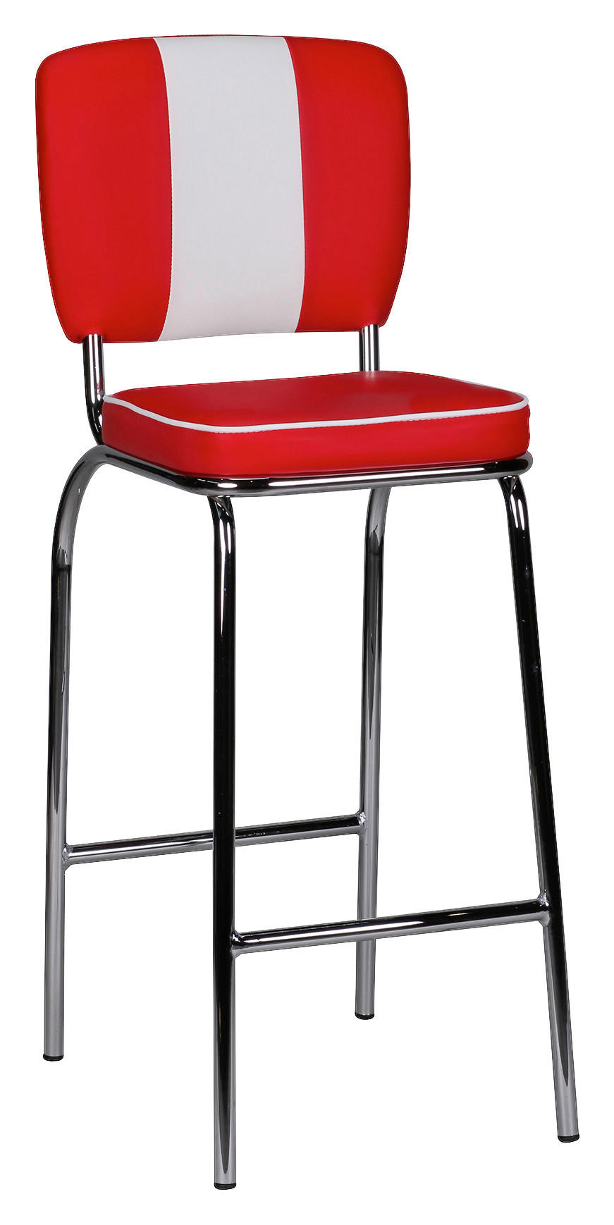 BAROVÁ STOLIČKA, červená - biela/strieborná, Modern, kov/plast (40/110/38cm) - MID.YOU