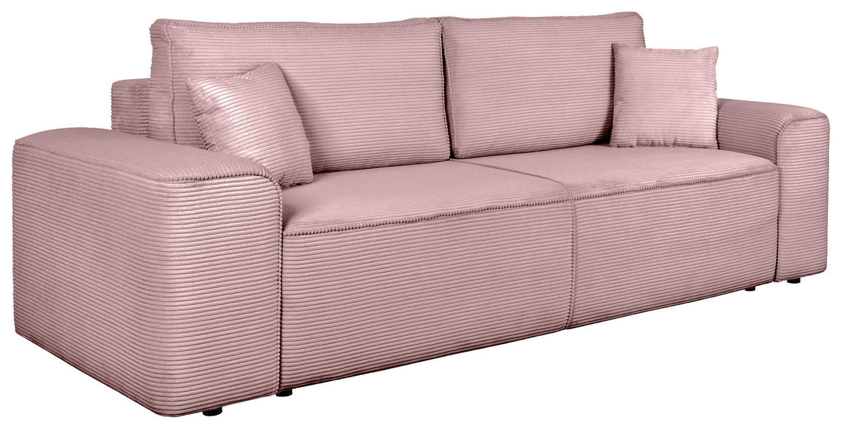 SCHLAFSOFA  mit Rücken echt, Armteil links, Armteil rechts Cord Altrosa  - Schwarz/Altrosa, Design, Kunststoff/Textil (261/95/108cm) - Xora