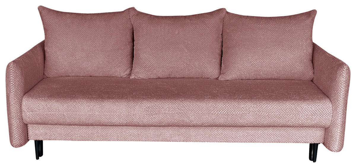 SCHLAFSOFA Webstoff Rosa  - Schwarz/Rosa, Design, Kunststoff/Textil (218/96/102cm) - MID.YOU