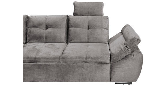 ECKSOFA in Mikrovelours Hellgrau - Hellgrau/Schwarz, KONVENTIONELL, Kunststoff/Textil (217/265cm) - Carryhome