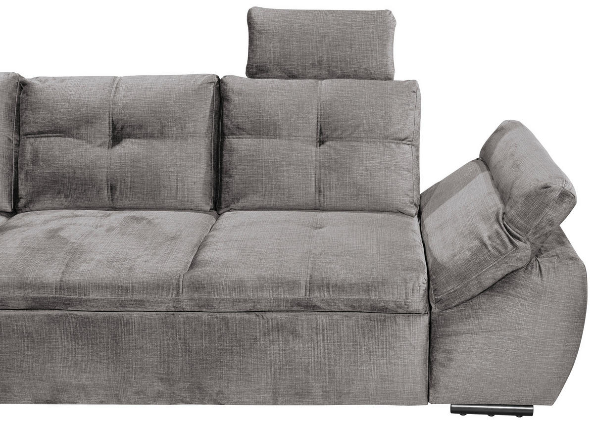 ECKSOFA in Mikrovelours Hellgrau  - Hellgrau/Schwarz, Konventionell, Kunststoff/Textil (217/265cm) - Carryhome