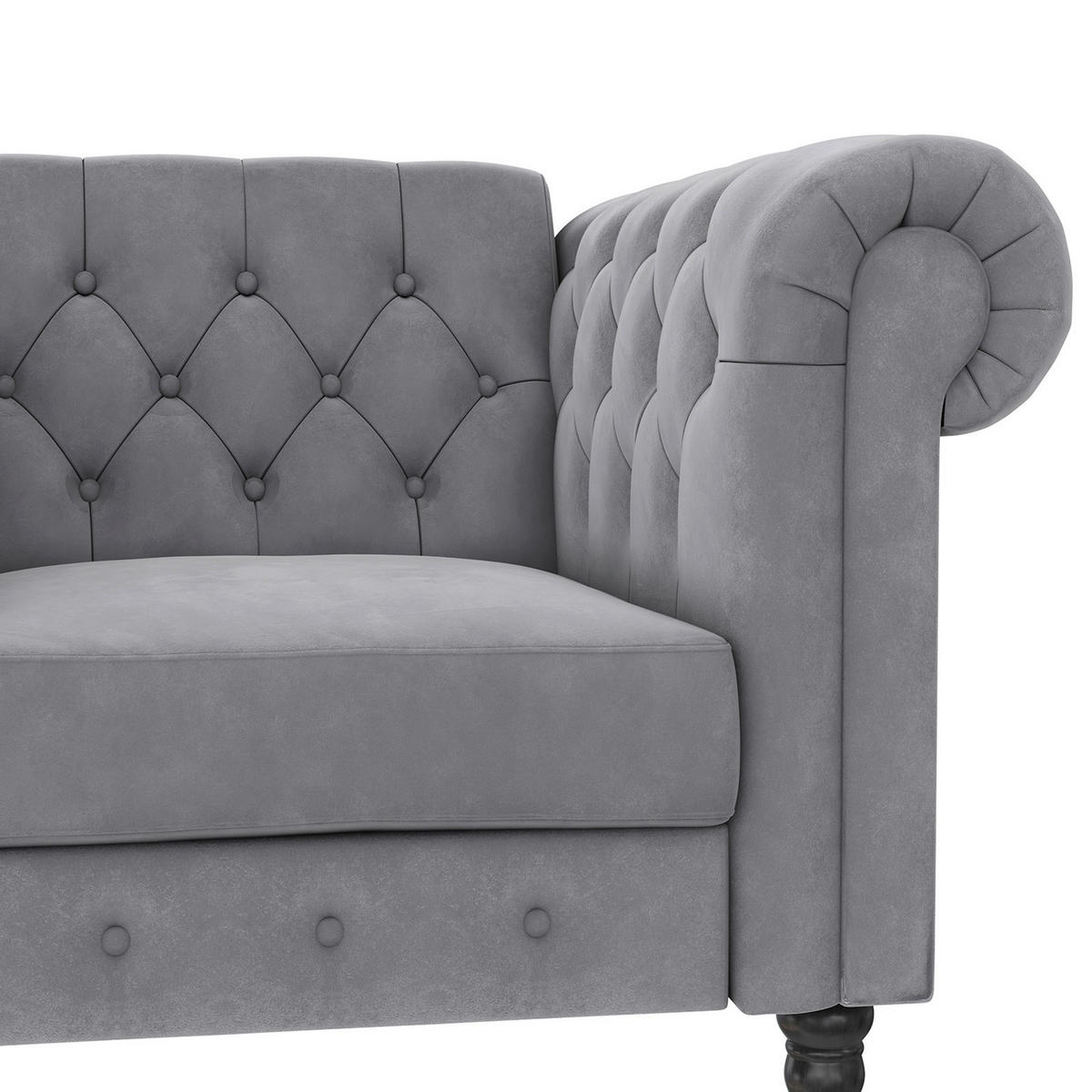 SESSEL in Velours Hellgrau  - Hellgrau/Schwarz, Basics, Holz/Textil (111/83/87cm) - Livetastic