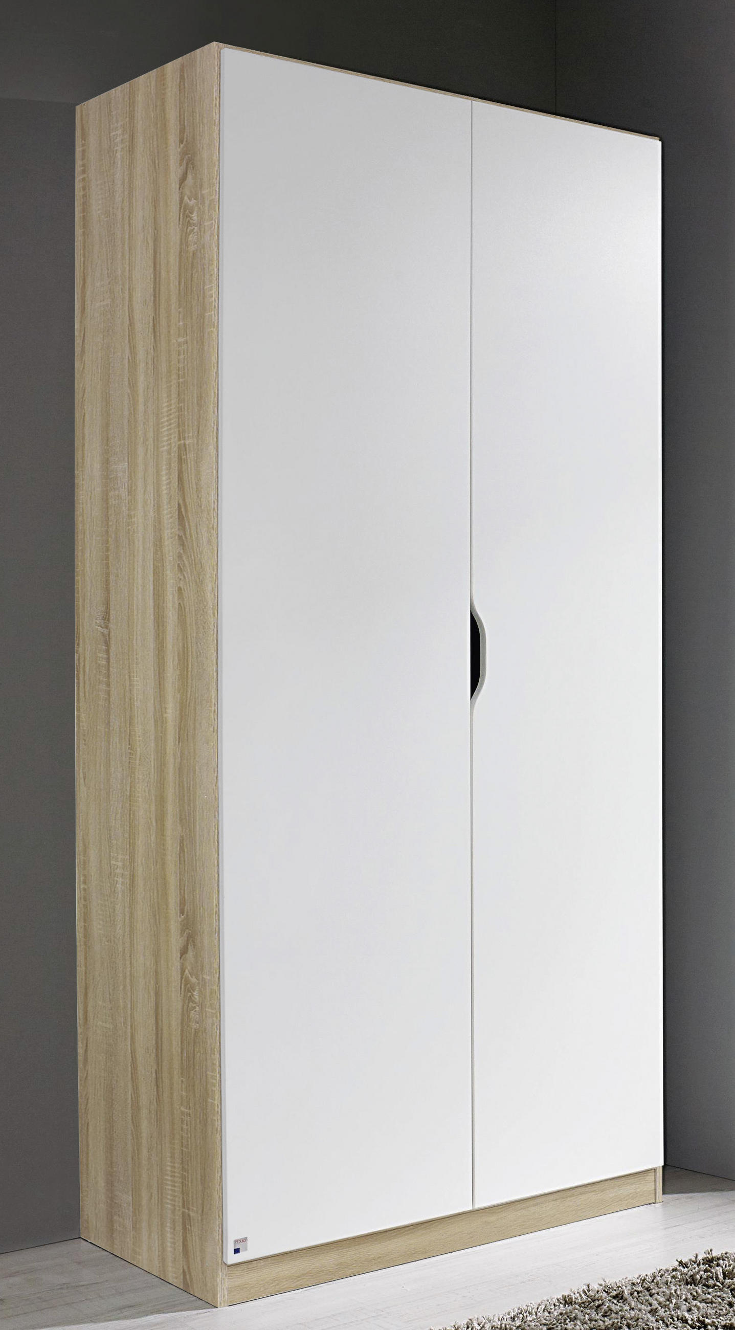 DREHTÜRENSCHRANK in Weiss, Sonoma Eiche  - Weiss/Eichefarben, Modern, Holzwerkstoff (91/197/54cm) - Rauch Möbel