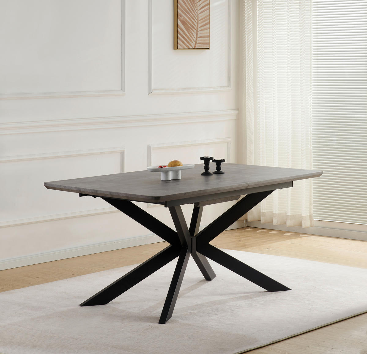ESSTISCH Grau rechteckig  ausziehbar  - Schwarz/Grau, KONVENTIONELL, Holzwerkstoff/Metall (160-200/76/90cm) - MID.YOU