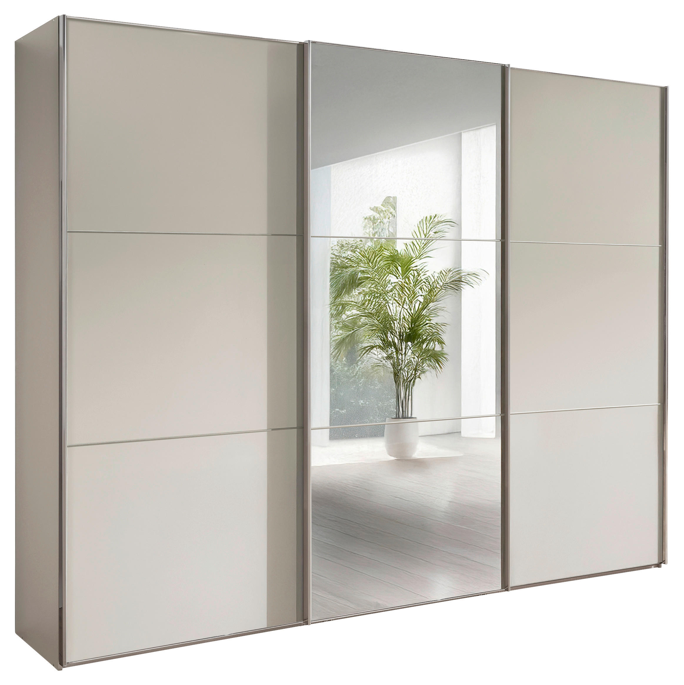 SCHWEBETÜRENSCHRANK Champagner  - Chromfarben/Champagner, Modern, Glas/Holzwerkstoff (250/236/67cm) - Chameo