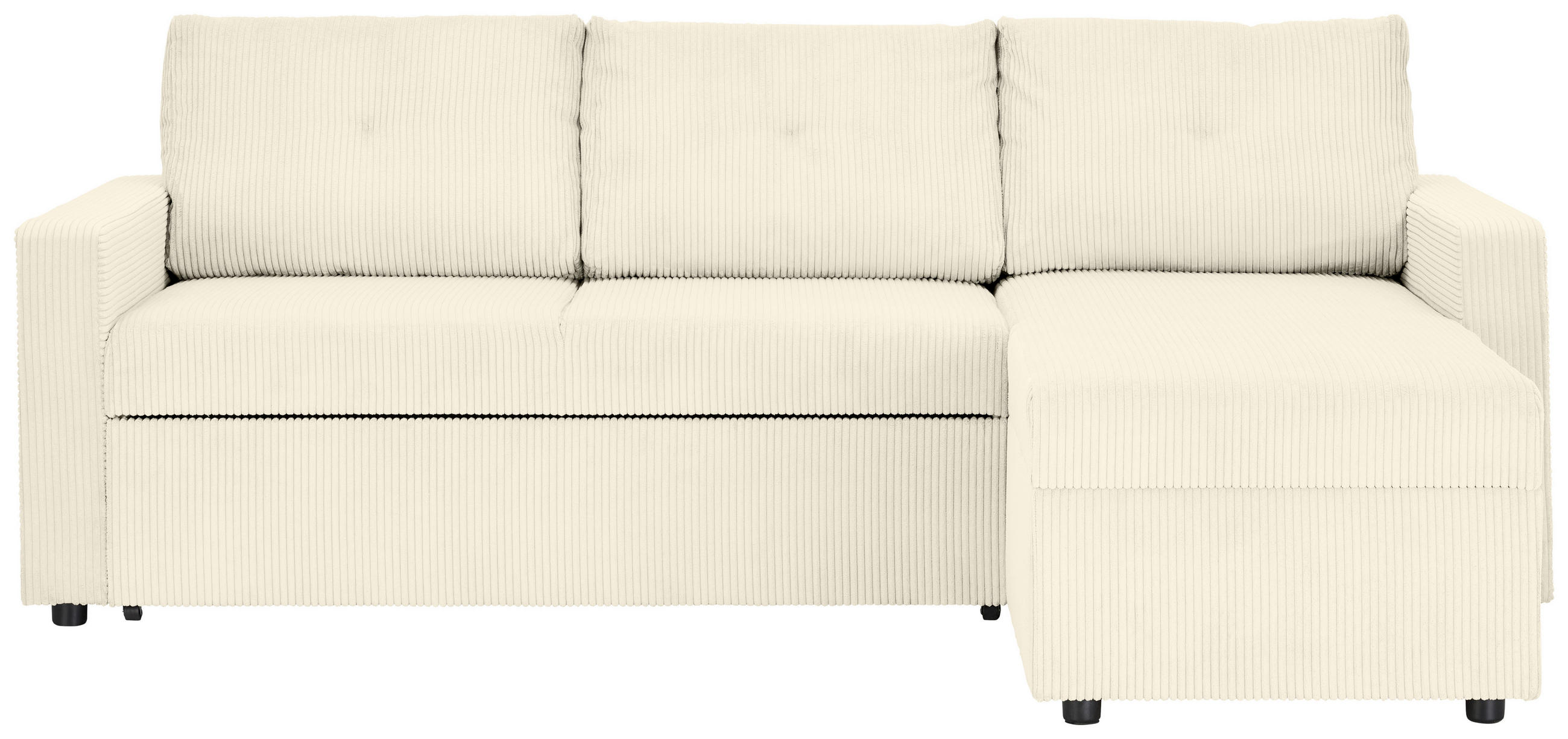 ECKSOFA Creme Cord  - Creme/Schwarz, KONVENTIONELL, Kunststoff/Textil (218/155cm) - Ti'me