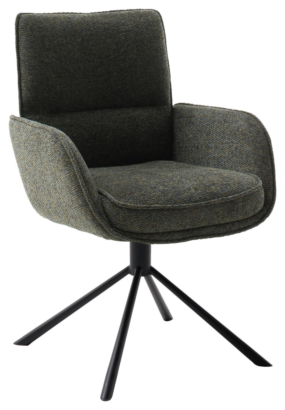 ARMLEHNSTUHL  in Stahl Webstoff  - Schwarz/Olivgrün, Design, Textil/Metall (62/92/65cm) - Novel