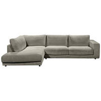 ECKSOFA in Cord Graubraun  - Graubraun/Schwarz, Design, Kunststoff/Textil (224/325cm) - Hom`in