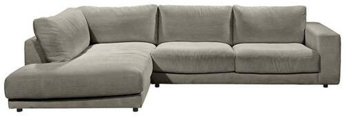 ECKSOFA in Cord Graubraun  - Graubraun/Schwarz, Design, Kunststoff/Textil (224/325cm) - Hom`in