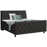 BOXSPRINGBETT 180/200 cm  in Dunkelgrau  - Dunkelgrau/Schwarz, KONVENTIONELL, Holz/Textil (180/200cm) - Ti'me