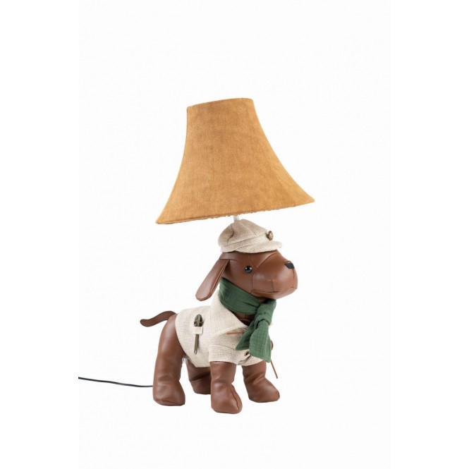 LED-KINDERTISCHLEUCHTE Spike der Jagdhund 26/27/48 cm   - Hellbraun/Weiß, LIFESTYLE, Textil/Metall (26/27/48cm) - Happy Lamps