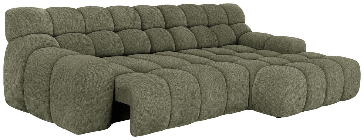 ECKSOFA in Webstoff Olivgrün  297/180 cm  - Schwarz/Olivgrün, MODERN, Kunststoff/Textil (297/180cm) - Welnova
