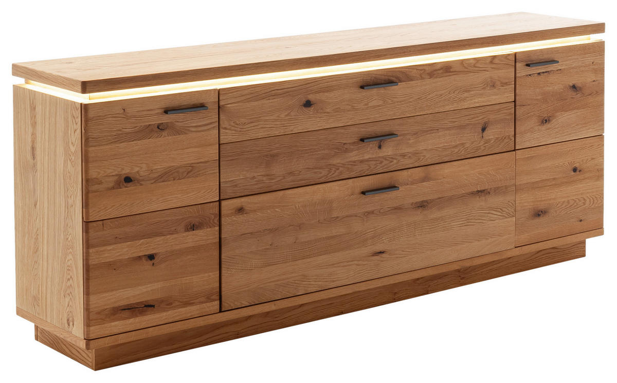 Comodă Cu Uși 210/84/44 cm  - culoare lemn stejar/antracit, Natur, metal/lemn (210/84/44cm) - Linea Natura