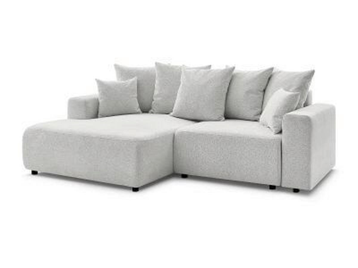 ECKSOFA Ottomane links  ATILLA Hellgrau Flachgewebe  - Hellgrau/Schwarz, MODERN, Kunststoff/Textil (149/244cm)