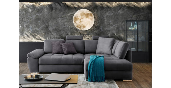 ECKSOFA in Webstoff Grau  - Chromfarben/Dunkelgrau, Design, Kunststoff/Textil (276/212cm) - Carryhome